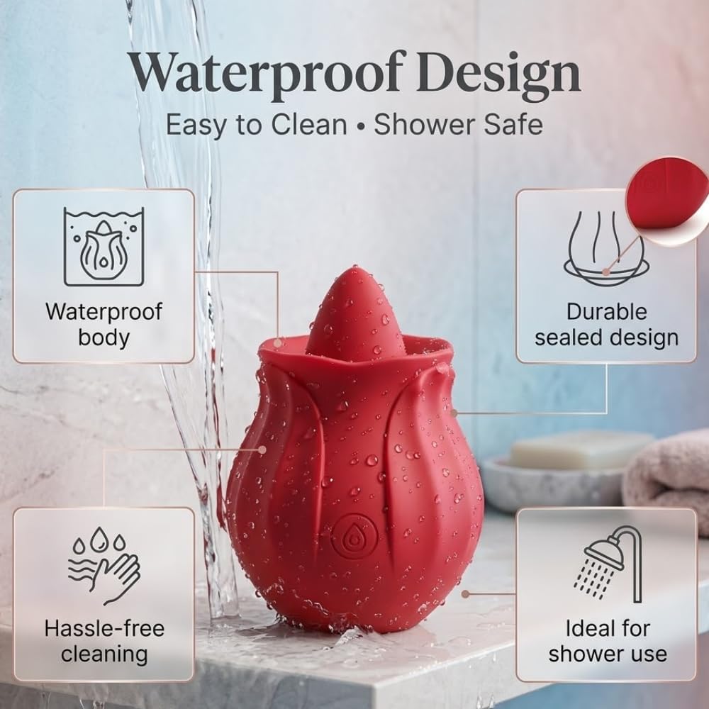 Veloura Rose Clitoral Stimulator, Rechargeable, Waterproof Personal Massager for Her