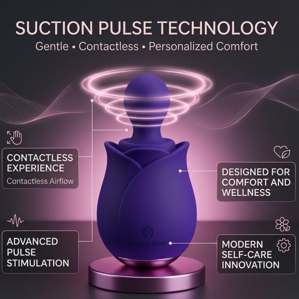 Veloura Rose Clitoral Stimulator, Rechargeable, Waterproof Personal Massager for Her