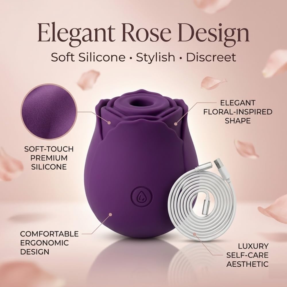 Veloura Rose Clitoral Stimulator, Rechargeable, Waterproof Personal Massager for Her