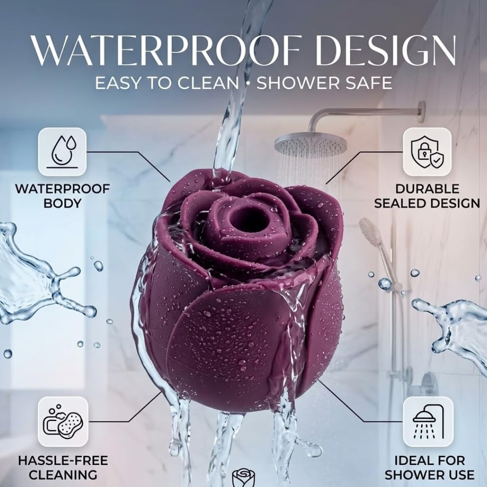 Veloura Rose Clitoral Stimulator, Rechargeable, Waterproof Personal Massager for Her